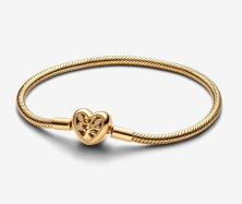 Bransoleta Family Tree Heart Clasp Snake Chain 14k gold plating 563516C01-20