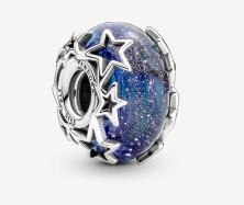 Koralik Pandora Galaxy Blue & Star Murano 790015C00
