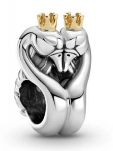 Koralik Pandora Two-Tone Swans and Heart 799315C00