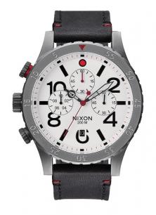 Zegarek Nixon 48-20 Chrono Leather Gunmetal/White A363 486