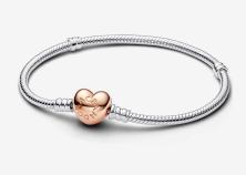 Bransoleta Pandora Moments Heart & Snake Chain 14k rose gold plating 580719-19
