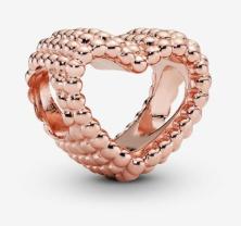 Koralik Pandora Beaded Open Heart Charm 14k rose gold plating 787516