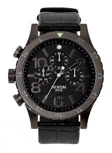 Zegarek NIxon 48-20 Chrono Leather Black Gator A363 1886