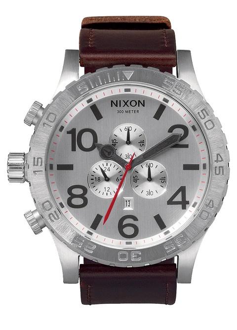 Zegarek Nixon 51-30 Chrono Leather Silver A124 1113