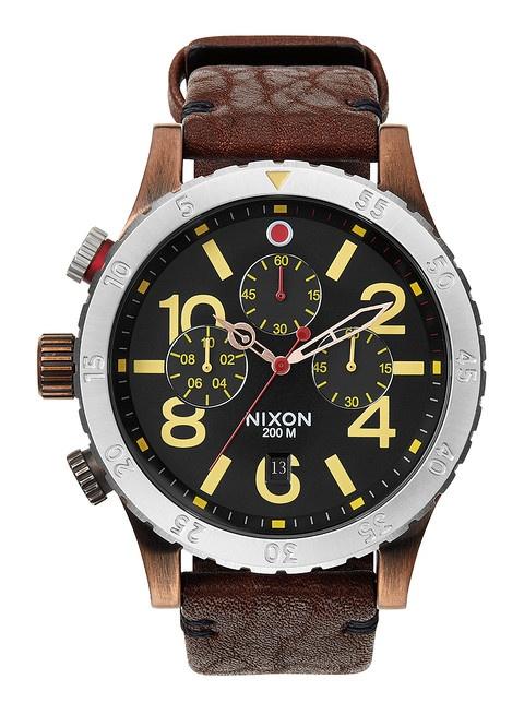 Zegarek Nixon 48-20 Chrono Leather Antique Copper A363 1625