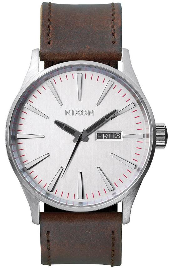 Zegarek Nixon Sentry Leather Silver Brown A105 1113