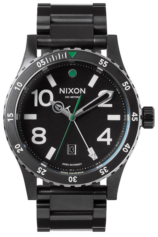 Zegarek Nixon Diplomat SS Black Silver Green A277 1421